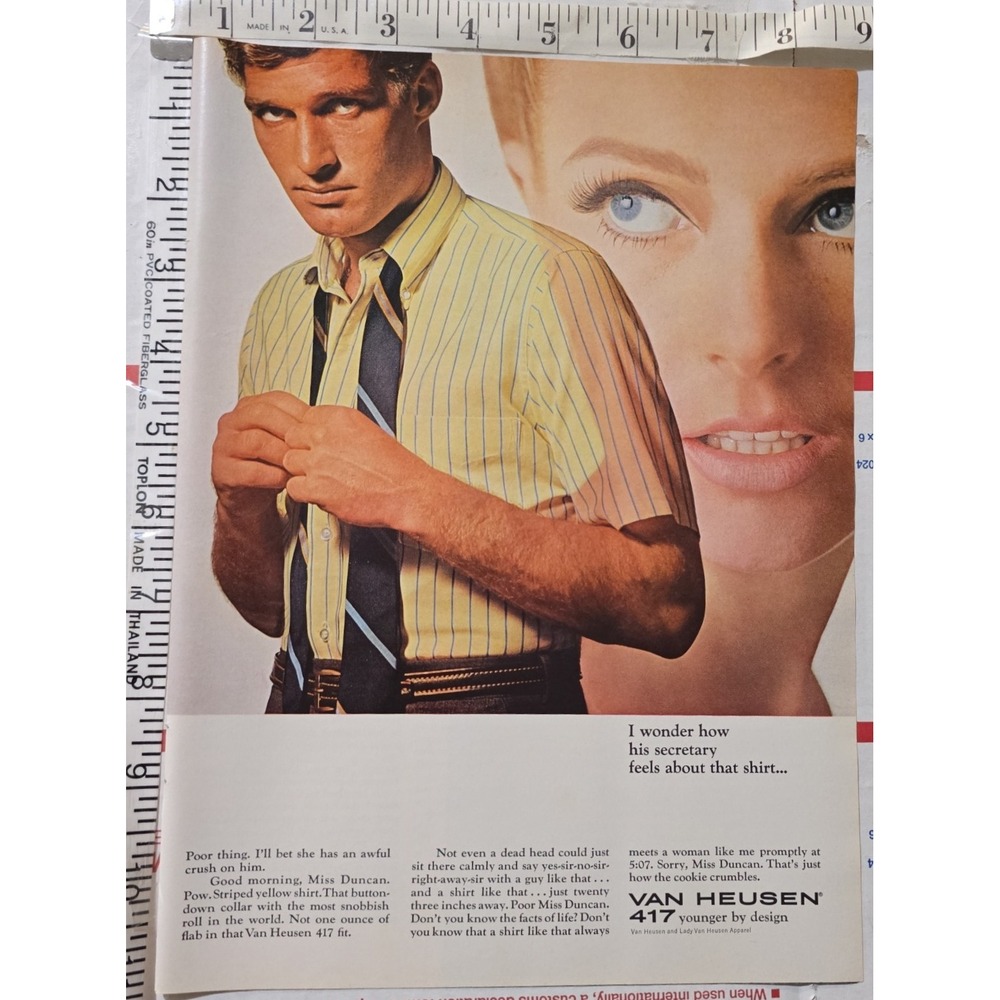 Van Heusen 417 Men's Striped Dress Shirt 1964 Vintage Ad Fashion Style